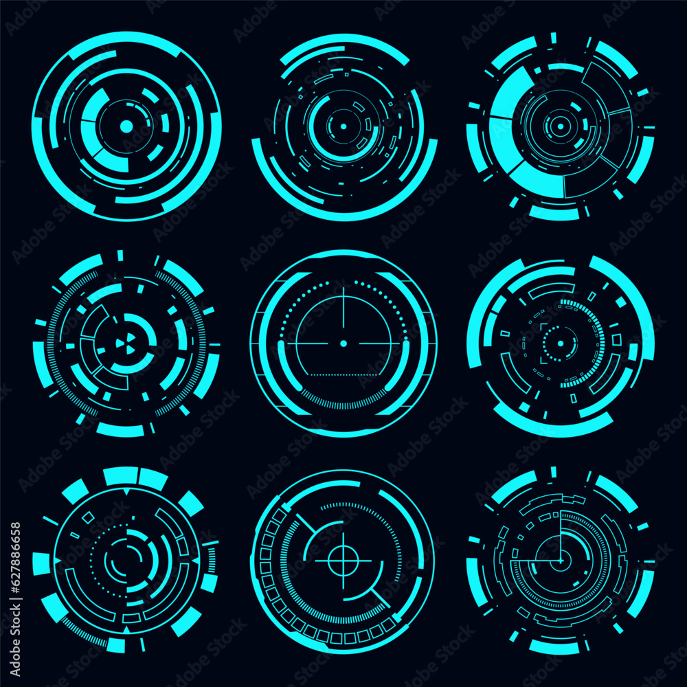 Poster vector set sci fi frame user interface element. technology futuristic abstract hud.