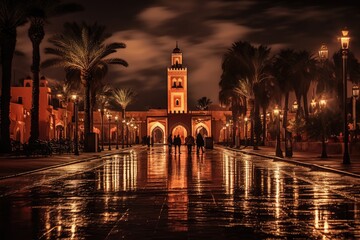 The beauty of Marrakech by night abstract style