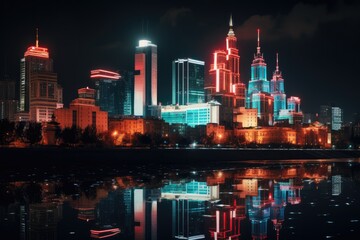 Obraz premium The beauty of Moscow Russia by night abstract style