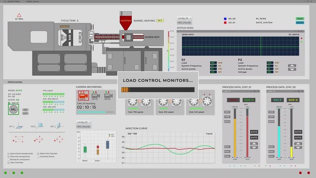Monitoring the manufacturing process using the machine computer software. Setting up the software ui for manufacturing machine. Manufacturing machine software controlling the production.