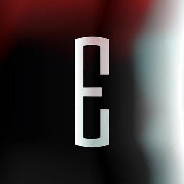 Letter "E" on animated colorful gradient background
