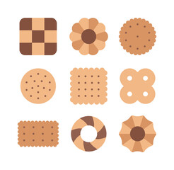 Cookie dessert icon set of different shapes for sale in the bakery. It is a simple, minimalist style icon.
