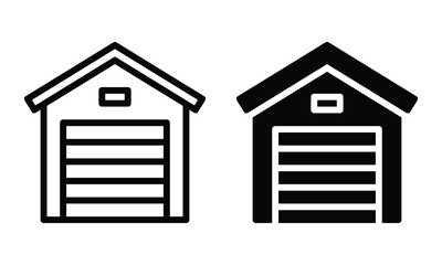 Garage icon with outline and glyph style.