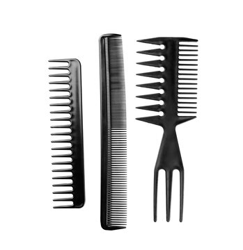 Set of plastic hair combs isolated on white