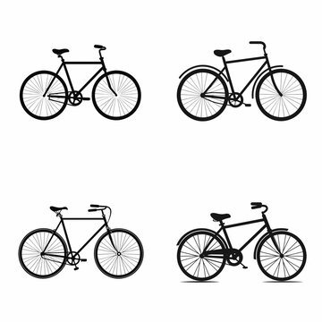 /imagine prompt: Simple 2d black silhouette Vintage , black accents, flat, sharper, white background, vector , vintage bicycle silhouette