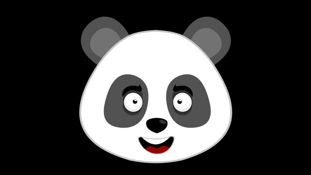 video animation cartoon panda bear with an angry expression. On a transparent background and alpha channel at zero