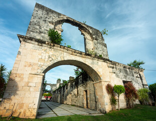 The Cuartel Ruins,relic of Spanish colonialism in Oslob,south-eastern Cebu Island,The Philippines. - obrazy, fototapety, plakaty