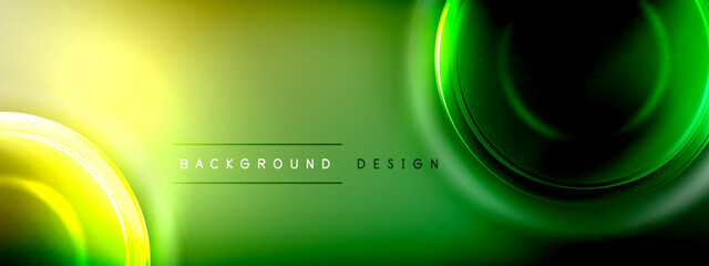 Circles lines and bubbles on bright glowing effect gradient with light and shadow effects. Dynamic interplay of light, shadow and depth. Futuristic and rhythmic technology design