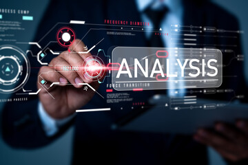 Businessman analyze data to find new marketing strategies to help organizations achieve their goals quickly and efficiently. Global strategy virtual icon. Sustainable business development roadmap