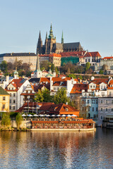 View of Mala Strana and Prague castle over Vltava river