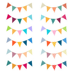 カラフルなフラッグガーランドの詰め合わせ