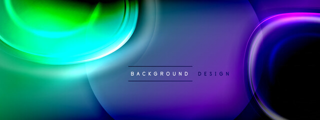 Circles lines and bubbles on bright glowing effect gradient with light and shadow effects. Dynamic interplay of light, shadow and depth. Futuristic and rhythmic technology design