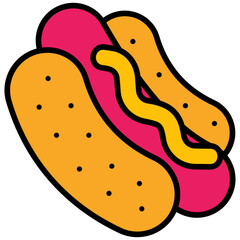 hot dog outline color icon