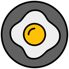 fried egg outline color icon