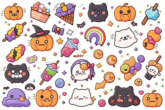 halloween candy stickers. ai generative