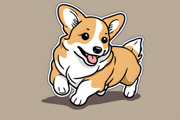 Draw a picture of a baby Welsh corgi running.Generative AI