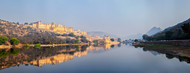 Panorama of Amer Amber fort, Rajasthan, India