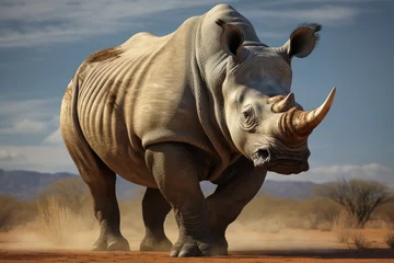 Zelfklevend Fotobehang ai generated rhinoceros illustration © Irina