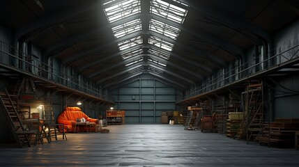 armazém estrutura com luz 