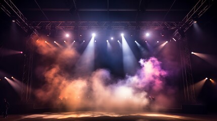 Fototapeta na wymiar palco fumaça iluminação show