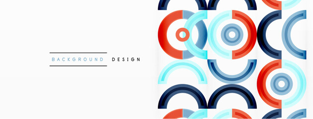 Obraz premium Circles are arranged in a grid pattern abstract background and feature a range of different colors, including shades of various colors. Template for wallpaper, banner, presentation, background