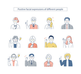 さまざまなビジネスパーソンの表情 mix2　ポジティブ