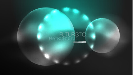 Circles with bright neon shiny light effects, abstract background wallpaper design