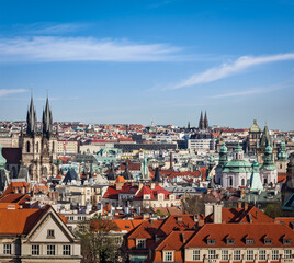 Naklejka na ściany i meble Aerial view of Prague, Czech Republic