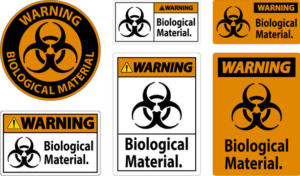 Warning Label Biological Material Sign