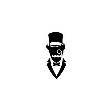 Man suit mustache top hat tuxedo monocle