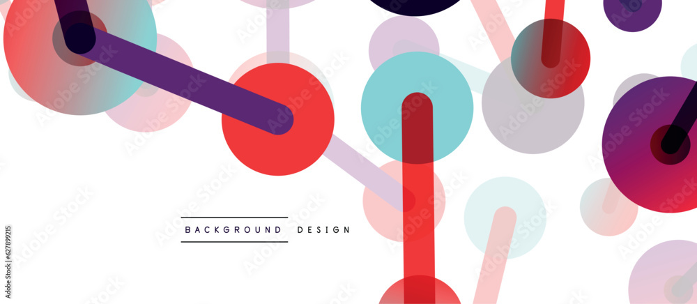 Aufkleber line points connections geometric abstract background. circles connected by lines. trendy techno bus