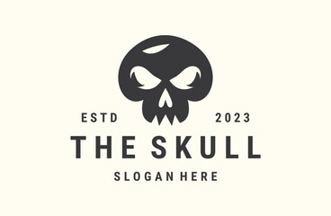 Skull logo vector icon illustration hipster vintage retro