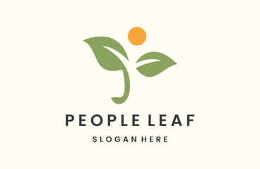 People leaf logo icon design template flat vector illustration
