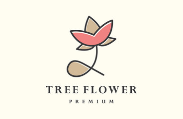 Abstract tree leaf flower logo icon vector design. Universal creative premium symbol.