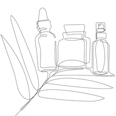 Skin care concept. Landing page template. Morning routine. Bath time. Organic products for scrubbing and body skin care with natural herbal skin care products, top view. Vector illustration