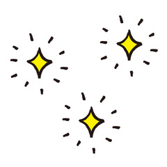 シンプルなキラキラマークの手描きイラスト