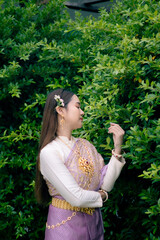 woman wearing thai dress It's a regular dress in Thailand.