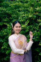 woman wearing thai dress It's a regular dress in Thailand.