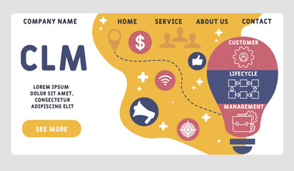 CLM - Customer Lifecycle Management acronym. business concept background. vector illustration concept with keywords and icons. lettering illustration with icons for web banner, flyer, landing