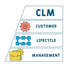 CLM - Customer Lifecycle Management acronym. business concept background. vector illustration concept with keywords and icons. lettering illustration with icons for web banner, flyer, landing - obrazy, fototapety, plakaty