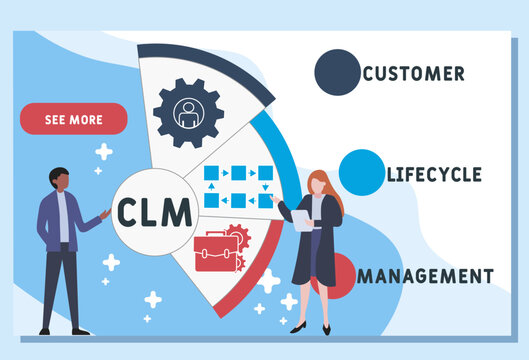 CLM - Customer Lifecycle Management acronym. business concept background. vector illustration concept with keywords and icons. lettering illustration with icons for web banner, flyer, landing