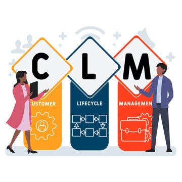 CLM - Customer Lifecycle Management acronym. business concept background. vector illustration concept with keywords and icons. lettering illustration with icons for web banner, flyer, landing