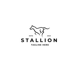 stallion horse running race logo 