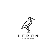 simple heron logo template in white background