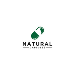 natural capsule logo template in white background