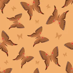Deurstickers Vlinders Seamless pattern of multiple brown butterflies. Contemporary composition for print