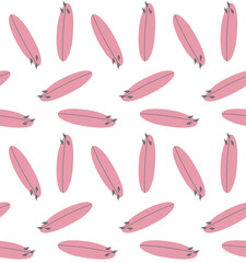 Vector seamless pattern of hand drawn flat surfboard isolated on white background