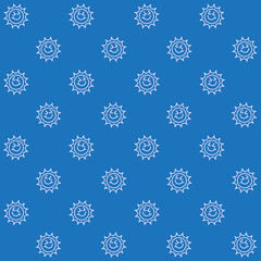 Cute Smiling Sun Character Vector Seamless Pattern