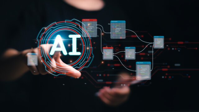 AI learning machine technology concept. AI development to help work, AI Learning and expert Artificial Intelligence for Business analytics, modern technology, internet and networking technology.