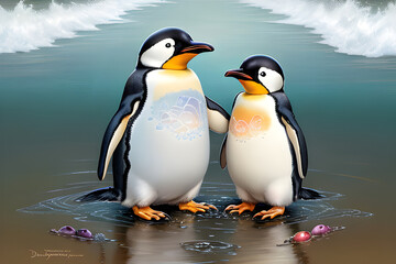 Fototapeta premium penguin on the beach